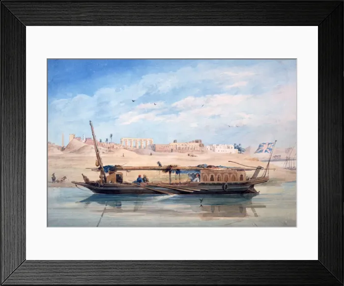 Framed Print : A Boat on the Nile, Luxor, Egypt, 19th century. Artist: Emile Prisse D Avennes Framed Print : A Boat on the Nile, Luxor, Egypt, 19th century. Artist: Emile Prisse D Avennes