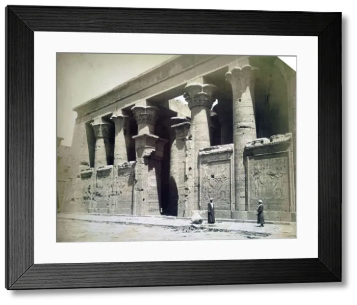 Framed Print : Temple facade, Edfu, Egypt, 19th century. Artist: Langaki Framed Print : Temple facade, Edfu, Egypt, 19th century. Artist: Langaki