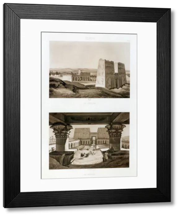 Framed Print : Temple facade and interior, Edfu, Egypt, 1841. Artist: Himley Framed Print : Temple facade and interior, Edfu, Egypt, 1841. Artist: Himley