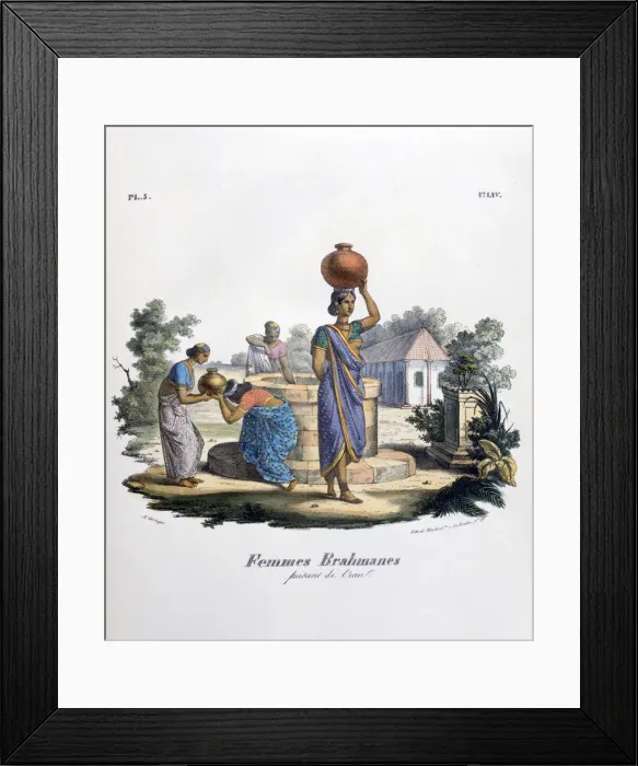 Framed Print : Brahmin Woman Collecting Water, 1828. Artist: Marlet et Cie Framed Print : Brahmin Woman Collecting Water, 1828. Artist: Marlet et Cie