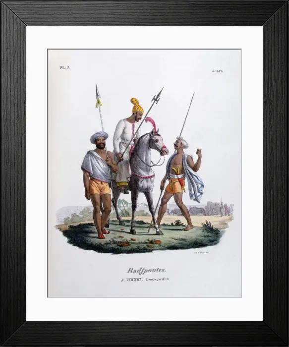 Framed Print : Rajputs, 1828. Artist: Marlet et Cie Framed Print : Rajputs, 1828. Artist: Marlet et Cie