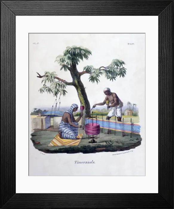 Framed Print : Weavers, 1828. Artist: Marlet et Cie Framed Print : Weavers, 1828. Artist: Marlet et Cie