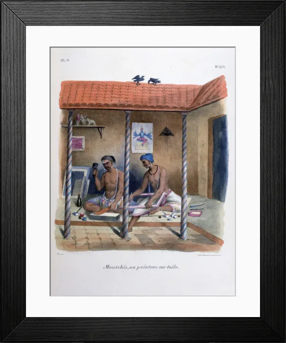 Framed Print : Fabric Painters, 1828. Artist: Marlet et Cie Framed Print : Fabric Painters, 1828. Artist: Marlet et Cie
