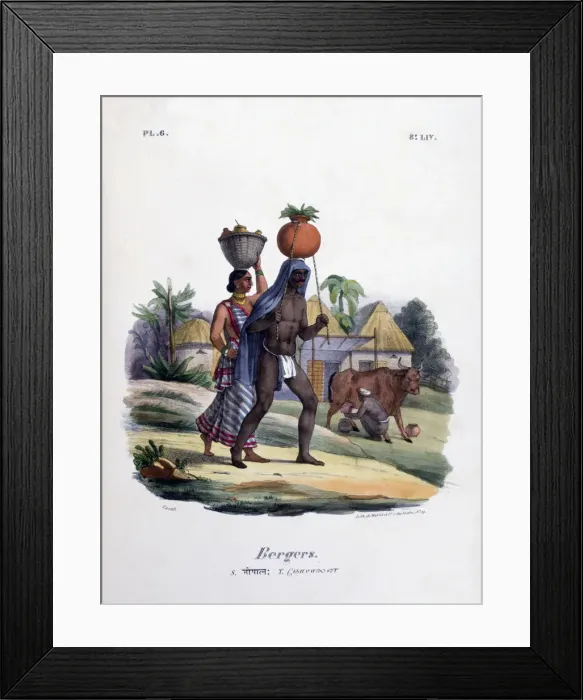 Framed Print : Shepherds, 1828. Artist: Marlet et Cie Framed Print : Shepherds, 1828. Artist: Marlet et Cie