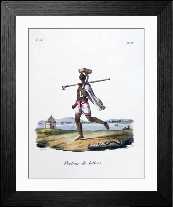 Framed Print : Letter Carrier, 1828. Artist: Marlet et Cie Framed Print : Letter Carrier, 1828. Artist: Marlet et Cie