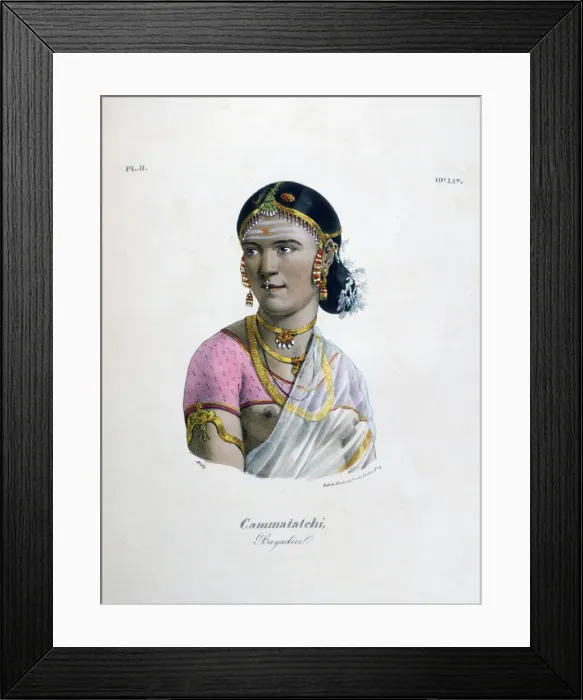 Framed Print : Female dancer (bayadere), 1828. Artist: Marlet et Cie Framed Print : Female dancer (bayadere), 1828. Artist: Marlet et Cie