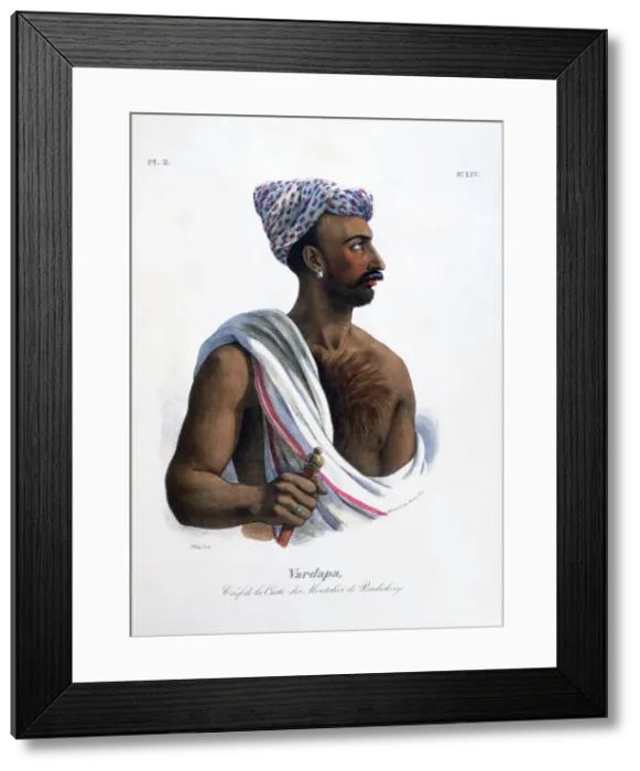 Framed Print : Chief of the Caste in Pondicherry (Puducherry), India, 1828. Artist: Marlet et Cie Framed Print : Chief of the Caste in Pondicherry (Puducherry), India, 1828. Artist: Marlet et Cie