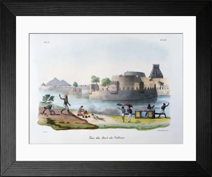 Framed Print : The Fort of Vellour (Vellore), India, 1828. Artist: Marlet et Cie Framed Print : The Fort of Vellour (Vellore), India, 1828. Artist: Marlet et Cie