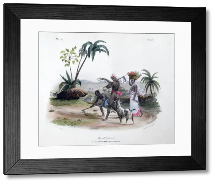 Framed Print : Gardeners, 1828. Artist: Marlet et Cie Framed Print : Gardeners, 1828. Artist: Marlet et Cie