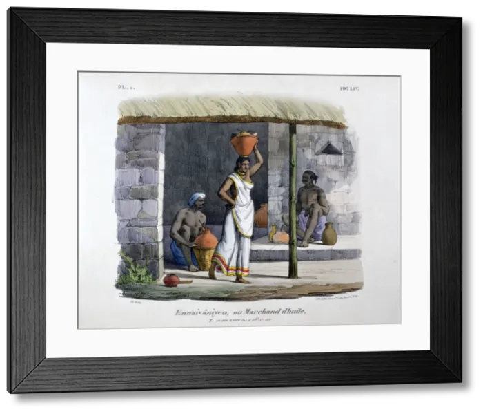 Framed Print : Oil Merchant, 1828. Artist: Marlet et Cie Framed Print : Oil Merchant, 1828. Artist: Marlet et Cie