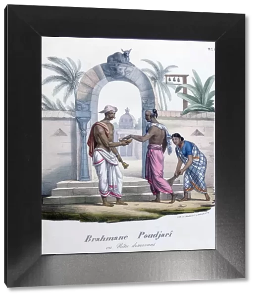 Outside a temple, India, 1828. Artist: Marlet et Cie