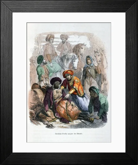 Framed Print : Ibrahim Pasha Looking after the Wounded, 1847. Artist: Etherington