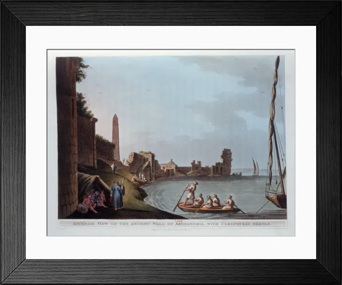 Framed Print : Exterior View of the Ancient Wall of Alexandria, with Cleopatras Needle, 1802. Artist: Thomas Milton Framed Print : Exterior View of the Ancient Wall of Alexandria, with Cleopatras Needle, 1802. Artist: Thomas Milton