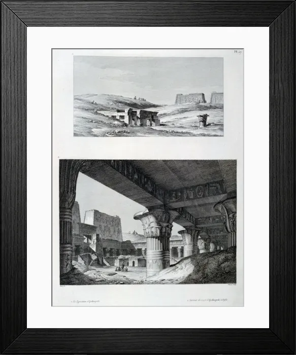 Framed Print : The Temple and interior of Apollinopolis at Etfou (Edfu), Egypt, c1808. Artist: Baltard