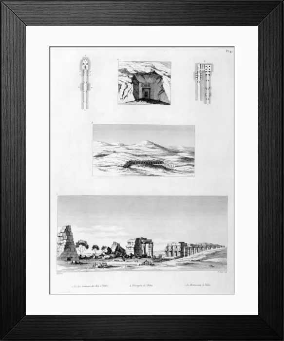 Framed Print : Necropolis and Memnonium of Thebes, Egypt, c1808. Artist: Berthault Framed Print : Necropolis and Memnonium of Thebes, Egypt, c1808. Artist: Berthault
