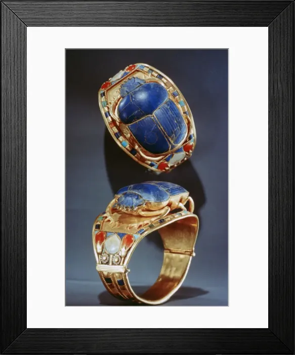 Framed Print : Scarab bracelet from Tutankhamuns tomb, 14th century BC Framed Print : Scarab bracelet from Tutankhamuns tomb, 14th century BC