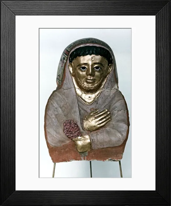 Framed Print : Mummy Mask in Stucco, Ptolemaic Dynasty Framed Print : Mummy Mask in Stucco, Ptolemaic Dynasty