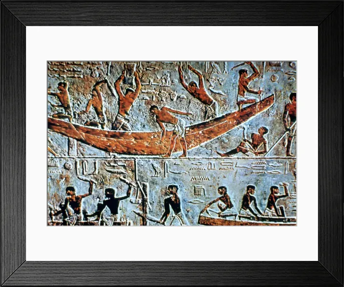 Framed Print : Construction of a boat, wall relief, Saqqara, Egypt Framed Print : Construction of a boat, wall relief, Saqqara, Egypt