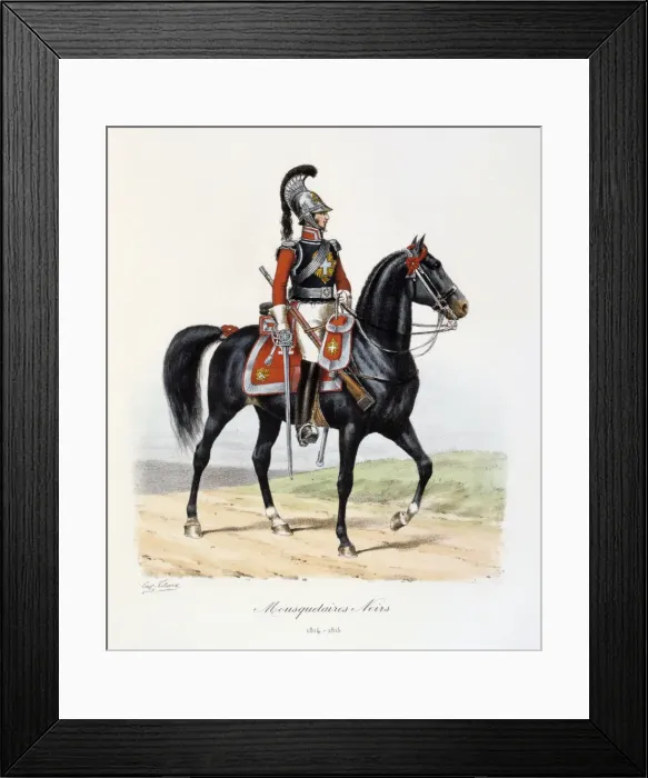 Framed Print : Mousquetaires Noirs, 1814-15. Artist: Eugene Titeux Framed Print : Mousquetaires Noirs, 1814-15. Artist: Eugene Titeux