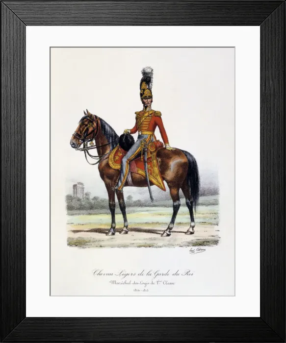 Framed Print : Chevau-Legers de la Garde du Roi, Marechal-des-Logis de 1er Classe, 1814-15. Artist: Eugene Titeux Framed Print : Chevau-Legers de la Garde du Roi, Marechal-des-Logis de 1er Classe, 1814-15. Artist: Eugene Titeux