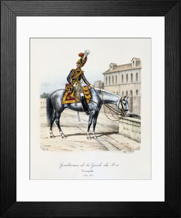 Framed Print : Gendarmes de la Garde du Roi, Trumpeter, 1814-15. Artist: Eugene Titeux Framed Print : Gendarmes de la Garde du Roi, Trumpeter, 1814-15. Artist: Eugene Titeux