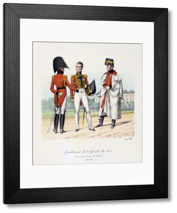 Framed Print : Gendarmes de la Garde du Roi, Petite Tenue and Tenue de Societe, 1814-15 Artist: Eugene Titeux Framed Print : Gendarmes de la Garde du Roi, Petite Tenue and Tenue de Societe, 1814-15 Artist: Eugene Titeux