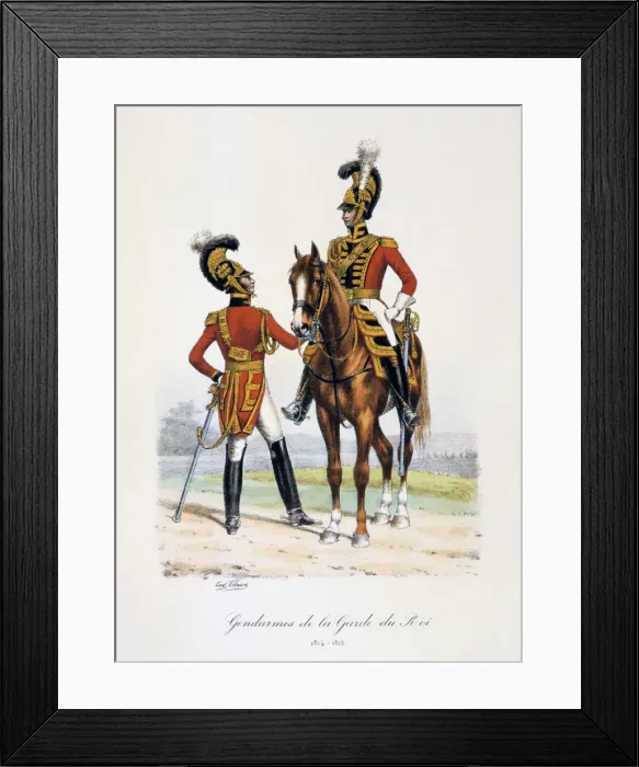 Framed Print : Gendarmes de la Garde du Roi, 1814-15. Artist: Eugene Titeux Framed Print : Gendarmes de la Garde du Roi, 1814-15. Artist: Eugene Titeux