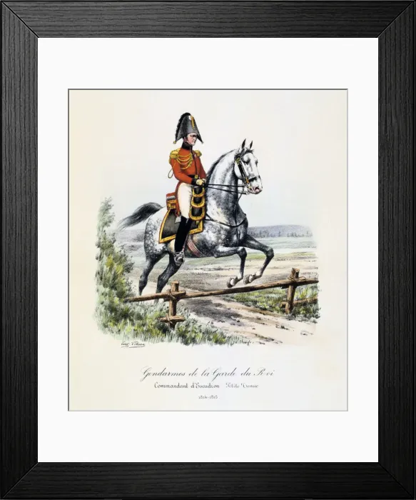 Framed Print : Gendarmes de la Garde du Roi, Commandant d Escadron, petite tenue, 1814-15 Artist: Eugene Titeux Framed Print : Gendarmes de la Garde du Roi, Commandant d Escadron, petite tenue, 1814-15 Artist: Eugene Titeux