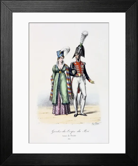 Framed Print : Gardes-du-Corps de Roi, tenue de societe, 1814 Artist: Eugene Titeux Framed Print : Gardes-du-Corps de Roi, tenue de societe, 1814 Artist: Eugene Titeux
