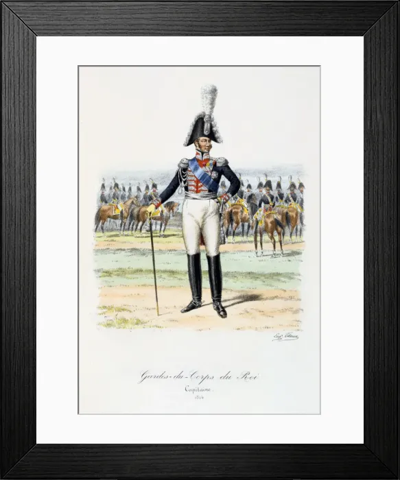 Framed Print : Gardes-du-Corps de Roi, Capitaine, 1814 Artist: Eugene Titeux Framed Print : Gardes-du-Corps de Roi, Capitaine, 1814 Artist: Eugene Titeux