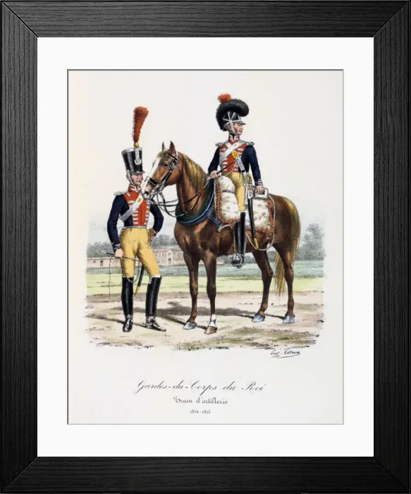 Framed Print : Gardes-du-Corps de Roi, Artillery Train, 1814-15 Artist: Eugene Titeux Framed Print : Gardes-du-Corps de Roi, Artillery Train, 1814-15 Artist: Eugene Titeux