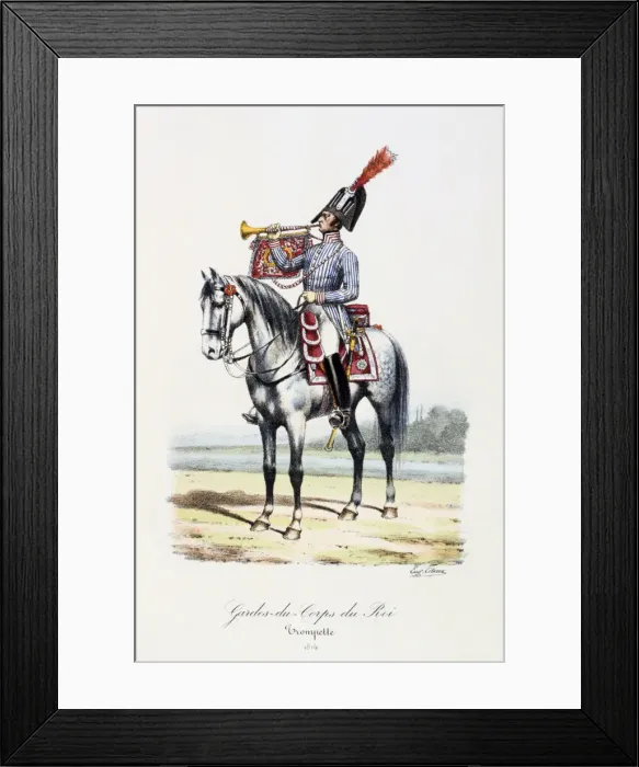 Framed Print : Gardes-du-Corps de Roi, Trumpeter, 1814 Artist: Eugene Titeux Framed Print : Gardes-du-Corps de Roi, Trumpeter, 1814 Artist: Eugene Titeux