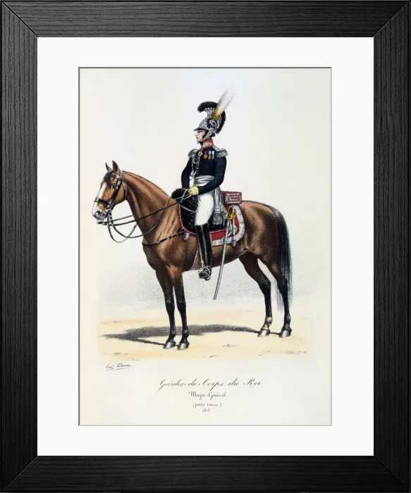 Framed Print : Gardes-du-Corps de Roi, Major-General (petite tenue), 1815 Artist: Eugene Titeux Framed Print : Gardes-du-Corps de Roi, Major-General (petite tenue), 1815 Artist: Eugene Titeux