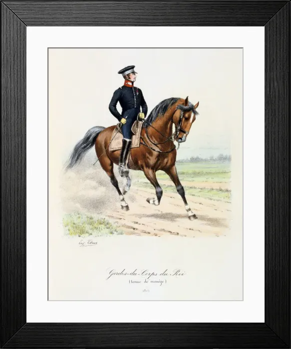 Framed Print : Gardes-du-Corps de Roi, tenue de manege, 1815 Artist: Eugene Titeux Framed Print : Gardes-du-Corps de Roi, tenue de manege, 1815 Artist: Eugene Titeux