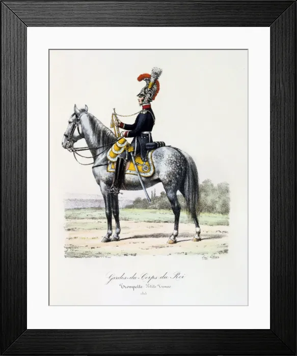 Framed Print : Gardes-du-Corps de Roi, Trumpeter (petite tenue), 1815 Artist: Eugene Titeux Framed Print : Gardes-du-Corps de Roi, Trumpeter (petite tenue), 1815 Artist: Eugene Titeux