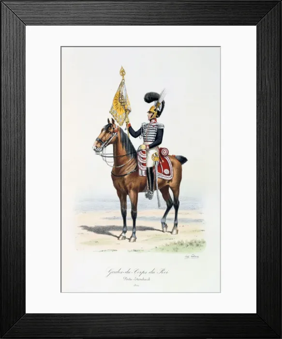 Framed Print : Gardes-du-Corps de Roi, Standard Bearer, 1820 Artist: Eugene Titeux Framed Print : Gardes-du-Corps de Roi, Standard Bearer, 1820 Artist: Eugene Titeux