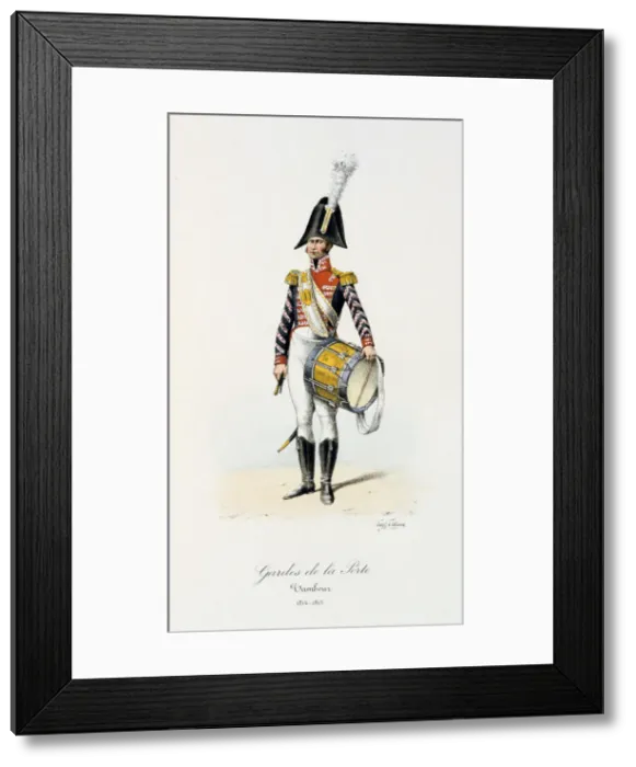 Framed Print : Gardes de la Porte, Drummer, 1814-15 Artist: Eugene Titeux Framed Print : Gardes de la Porte, Drummer, 1814-15 Artist: Eugene Titeux