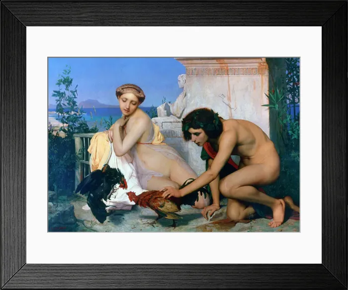 Framed Print : Young Greeks Encouraging Cocks to Fight, 1846. Artist: Jean-Leon Gerome Framed Print : Young Greeks Encouraging Cocks to Fight, 1846. Artist: Jean-Leon Gerome