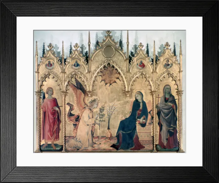 Framed Print : The Annunciation and Two Saints, 1333. Artist: Simone Martini Framed Print : The Annunciation and Two Saints, 1333. Artist: Simone Martini