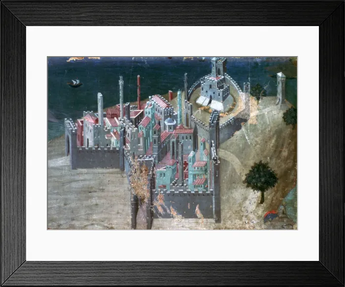 Framed Print : View of a Coastal City, c1300-1348. Artist: Ambrogio Lorenzetti Framed Print : View of a Coastal City, c1300-1348. Artist: Ambrogio Lorenzetti