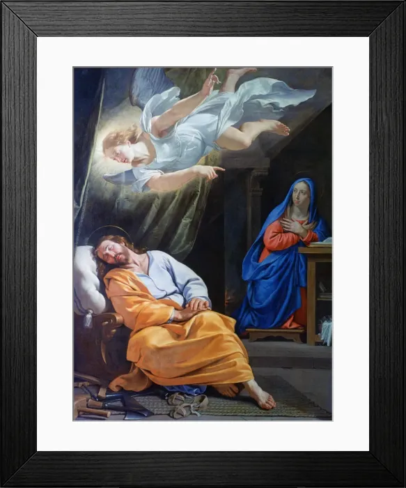 Framed Print : The Dream of Saint Joseph, c1636. Artist: Philippe de Champaigne Framed Print : The Dream of Saint Joseph, c1636. Artist: Philippe de Champaigne