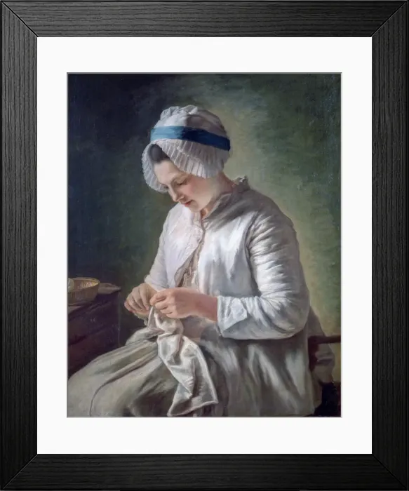 Framed Print : Young Woman at Work, c1725-1778. Artist: Francois Duparc Framed Print : Young Woman at Work, c1725-1778. Artist: Francois Duparc