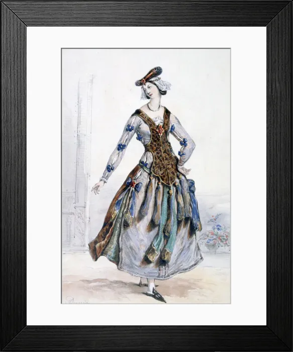 Framed Print : Mademoiselle Sophie, Costume design for an opera, c1820-1857. Artist: Achille Deveria Framed Print : Mademoiselle Sophie, Costume design for an opera, c1820-1857. Artist: Achille Deveria