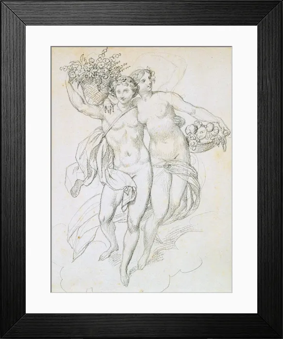Framed Print : Psyche and Cupid, c1820-1857. Artist: Achille Deveria Framed Print : Psyche and Cupid, c1820-1857. Artist: Achille Deveria