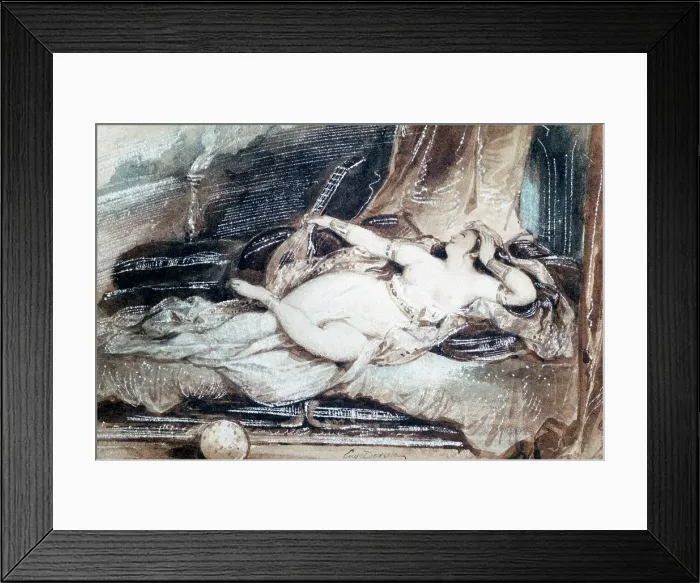 Framed Print : Odalisque Couchee, c1815-1865. Artist: Eugene Deveria Framed Print : Odalisque Couchee, c1815-1865. Artist: Eugene Deveria