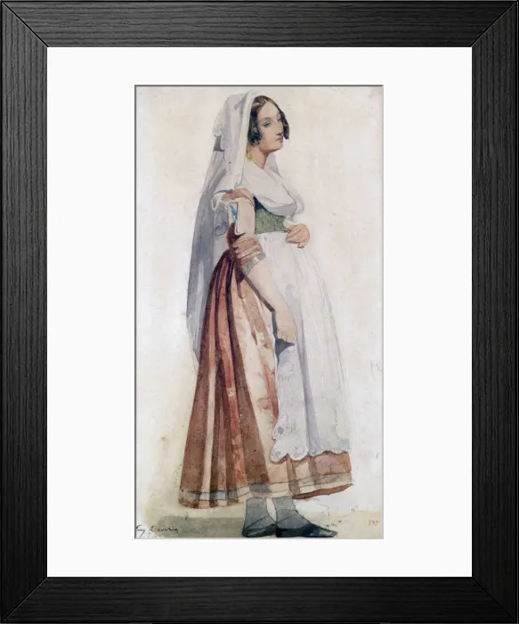 Framed Print : Young Italian, c1825-1865. Artist: Eugene Deveria