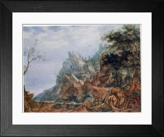 Framed Print : St Jerome in a Rocky Landscape, c1596-1639. Artist: Roelandt Savery Framed Print : St Jerome in a Rocky Landscape, c1596-1639. Artist: Roelandt Savery