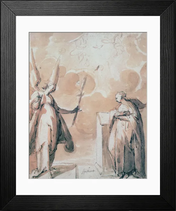 Framed Print : The Annunciation, c1530-1577. Artist: Hans Speeckaert Framed Print : The Annunciation, c1530-1577. Artist: Hans Speeckaert