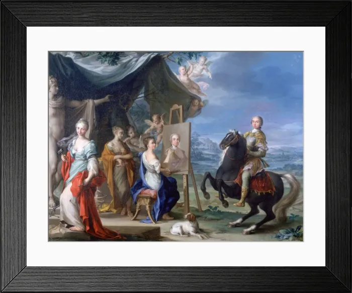 Framed Print : Equestrian Portrait of a Nobleman as Protector of the Arts, c1699-1748. Artist: Ignaz Stern Framed Print : Equestrian Portrait of a Nobleman as Protector of the Arts, c1699-1748. Artist: Ignaz Stern