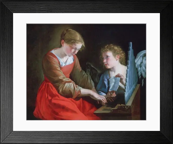 Framed Print : St Cecilia and an Angel, c1617-1618 and c1621-1627. Artist: Orazio Gentileschi Framed Print : St Cecilia and an Angel, c1617-1618 and c1621-1627. Artist: Orazio Gentileschi